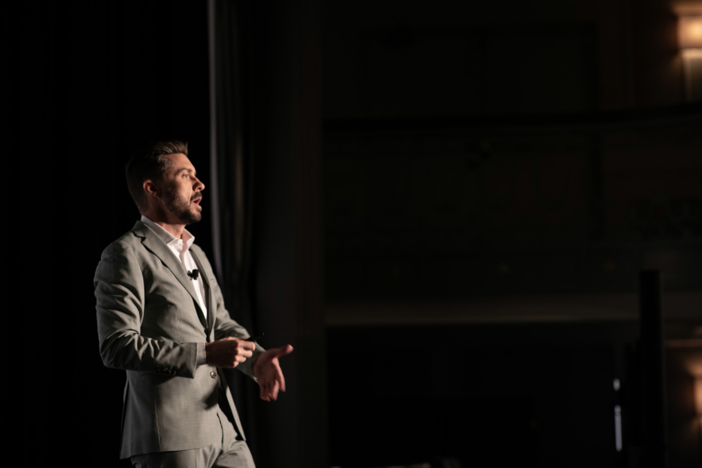 Mike Brown speaking on stage